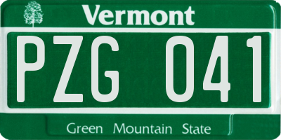 VT license plate PZG041