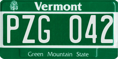 VT license plate PZG042