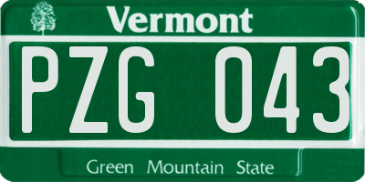 VT license plate PZG043