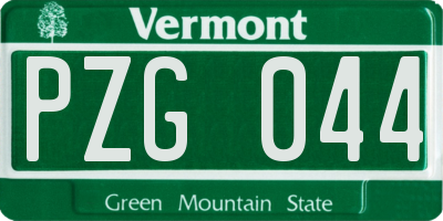 VT license plate PZG044