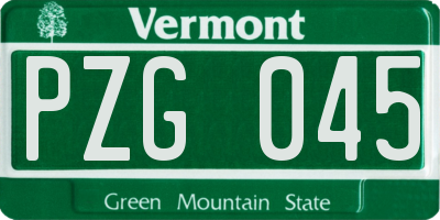 VT license plate PZG045