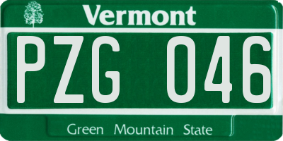 VT license plate PZG046