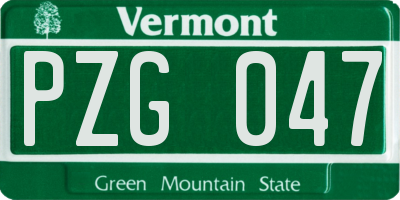 VT license plate PZG047