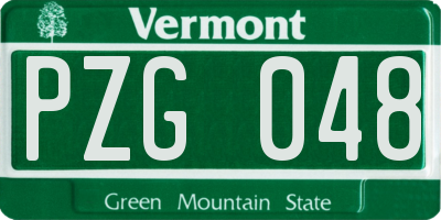 VT license plate PZG048
