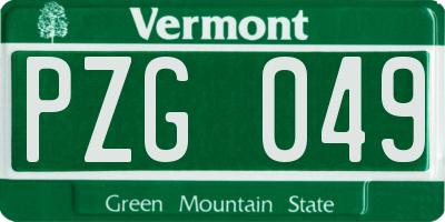 VT license plate PZG049