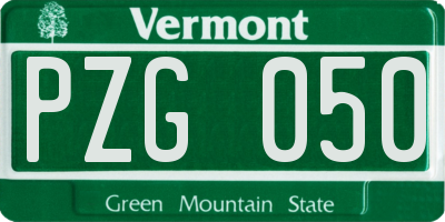 VT license plate PZG050