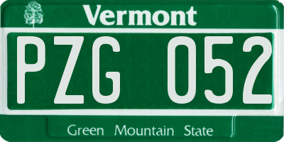 VT license plate PZG052