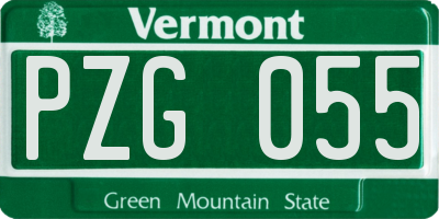VT license plate PZG055