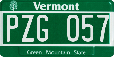 VT license plate PZG057