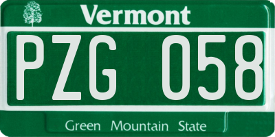VT license plate PZG058