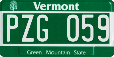 VT license plate PZG059