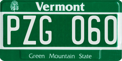VT license plate PZG060