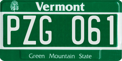VT license plate PZG061