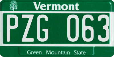 VT license plate PZG063
