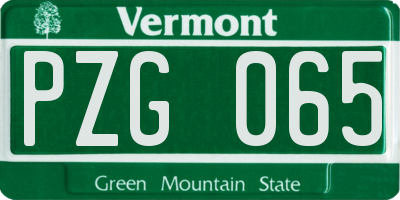 VT license plate PZG065