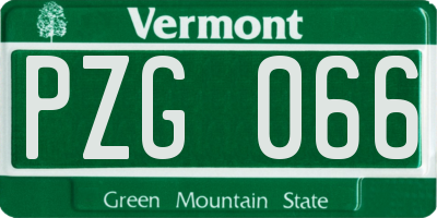VT license plate PZG066