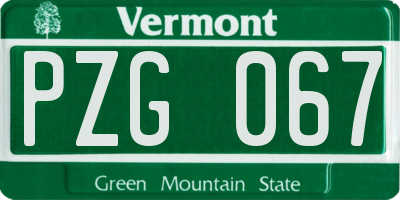 VT license plate PZG067