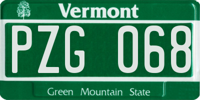 VT license plate PZG068
