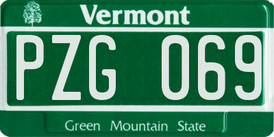 VT license plate PZG069