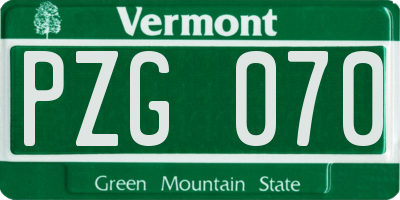 VT license plate PZG070
