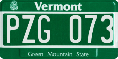 VT license plate PZG073