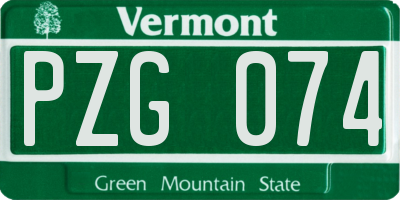 VT license plate PZG074