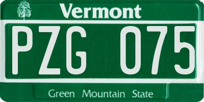 VT license plate PZG075