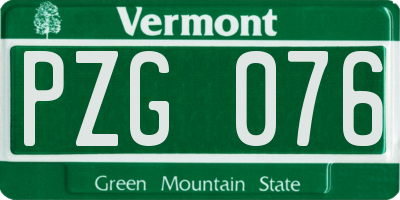 VT license plate PZG076