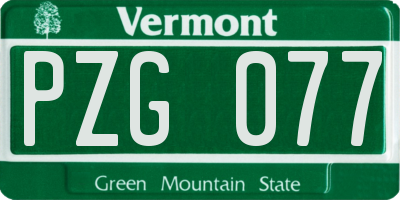 VT license plate PZG077