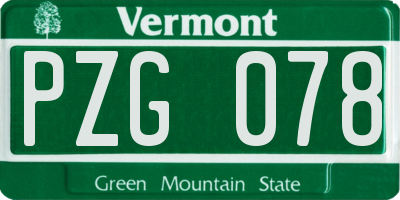 VT license plate PZG078