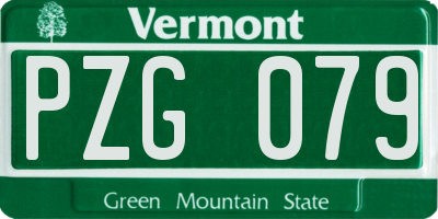 VT license plate PZG079