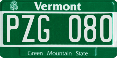 VT license plate PZG080