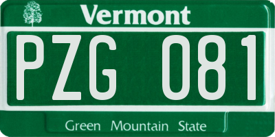 VT license plate PZG081