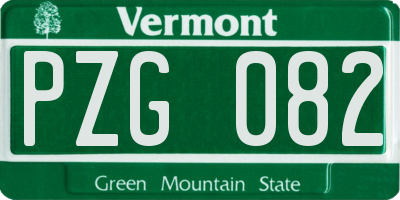 VT license plate PZG082