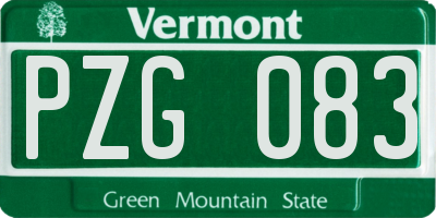 VT license plate PZG083