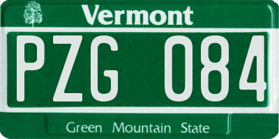 VT license plate PZG084