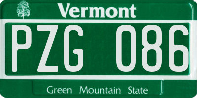 VT license plate PZG086
