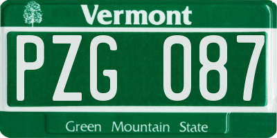 VT license plate PZG087