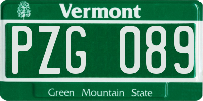 VT license plate PZG089