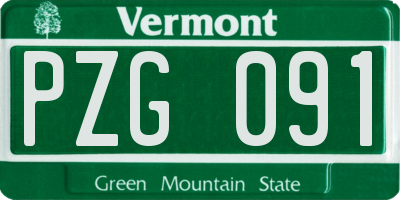 VT license plate PZG091