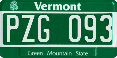 VT license plate PZG093