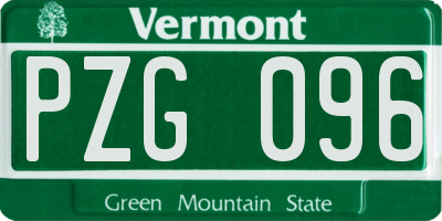 VT license plate PZG096