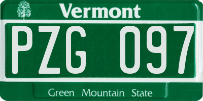 VT license plate PZG097