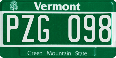 VT license plate PZG098