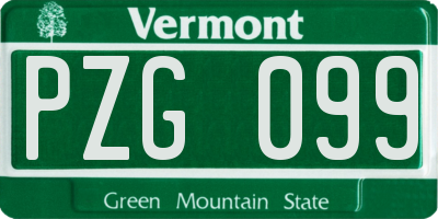 VT license plate PZG099
