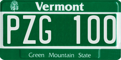 VT license plate PZG100