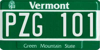 VT license plate PZG101