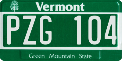 VT license plate PZG104