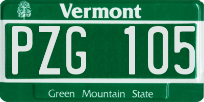 VT license plate PZG105