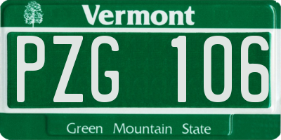 VT license plate PZG106